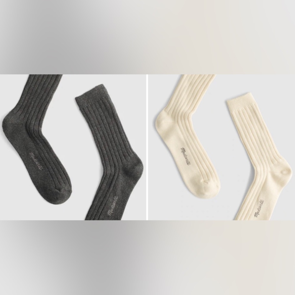 NWT MADEWELL (2 pack) Ribbed Crew Socks size men’s one size